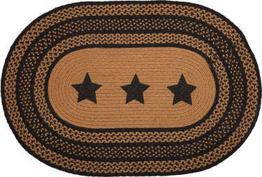 Farmhouse Jute Braided Rug Oval Stencil Stars 20